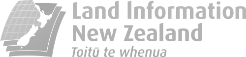 Logo land information nz grey